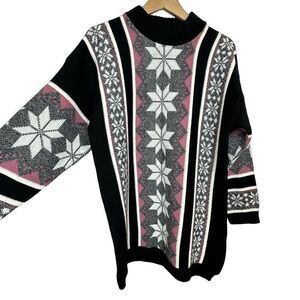 NAN DORSEY Vintage Snowflake Star Design Long Sweater Size Large